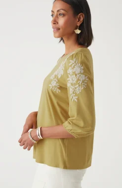 Floral-Embroidered Top