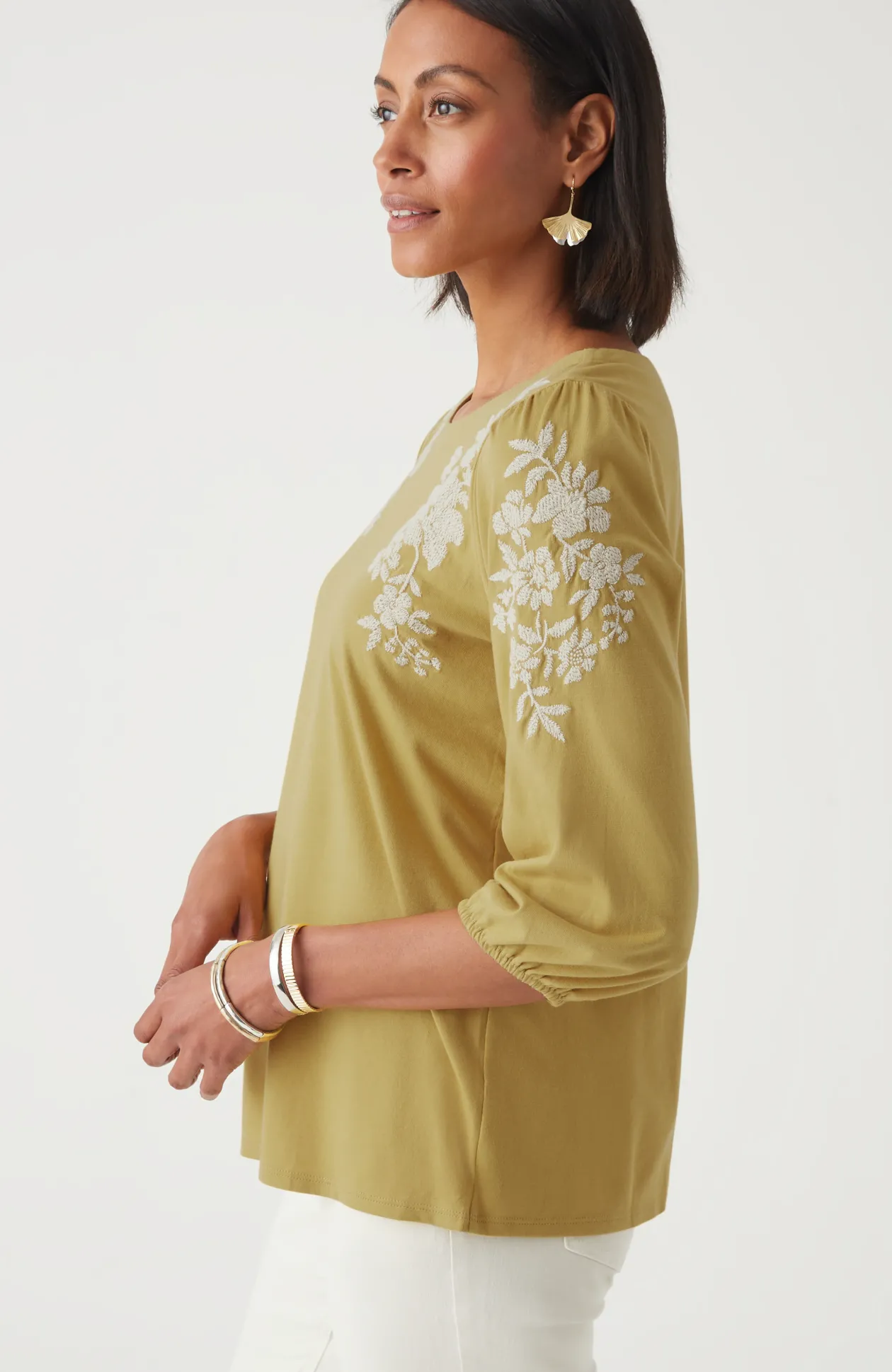 Floral-Embroidered Top