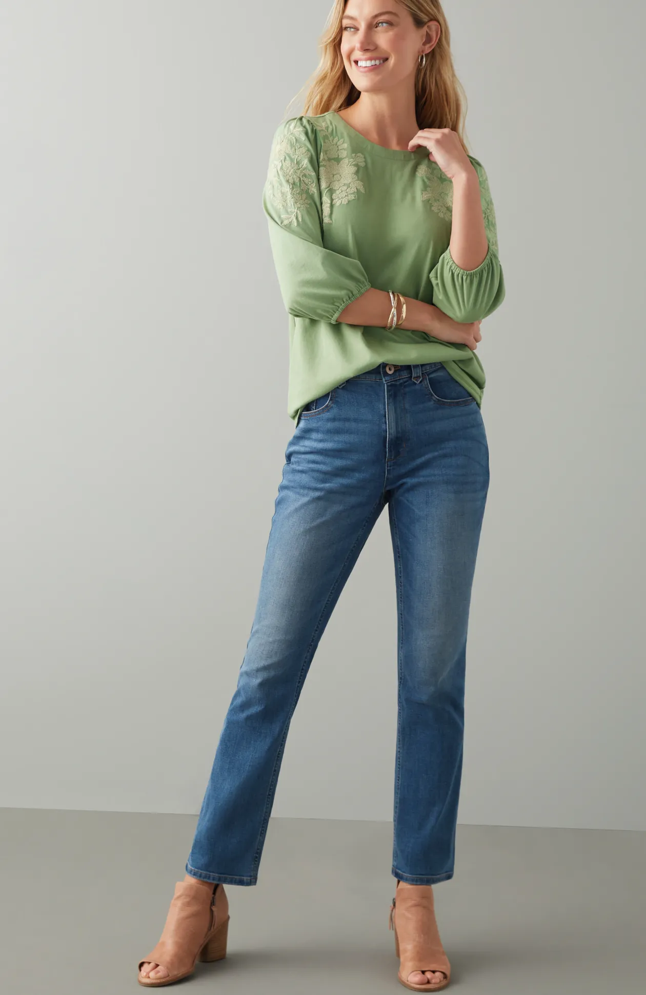 Floral-Embroidered Top
