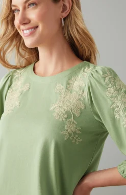 Floral-Embroidered Top