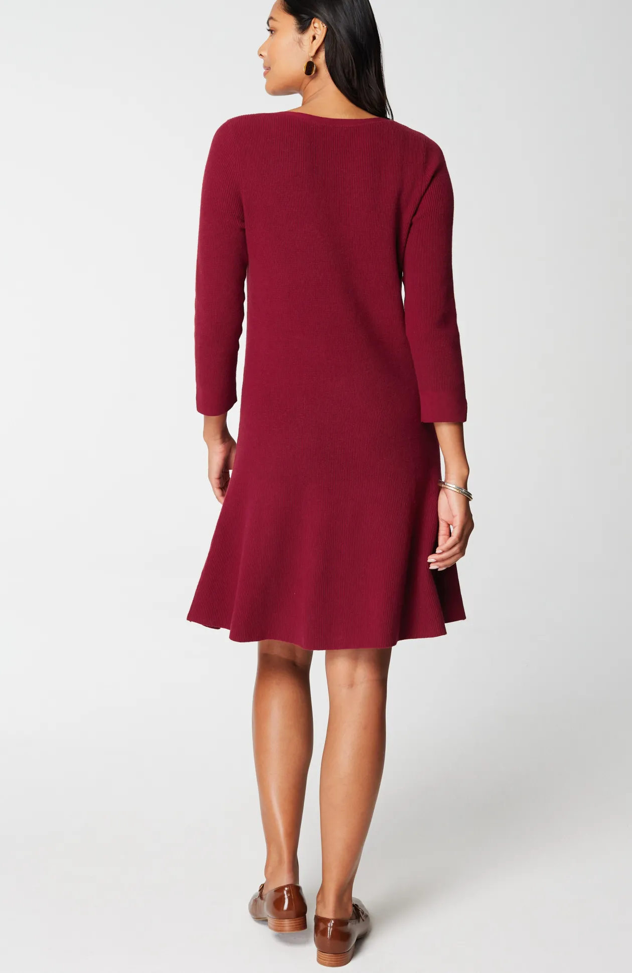Flounced-Hem Sweater Dress