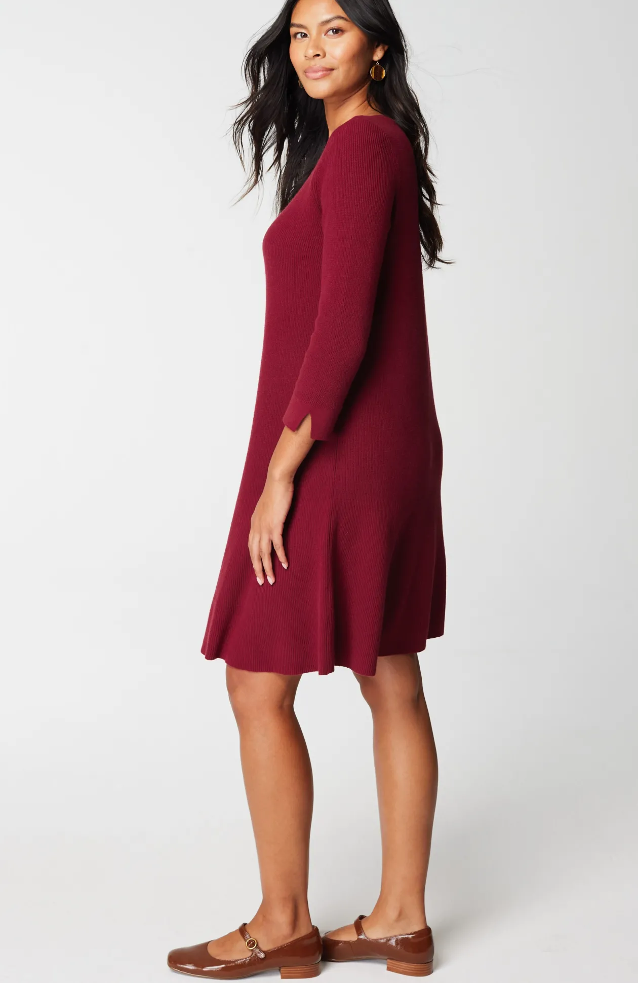 Flounced-Hem Sweater Dress