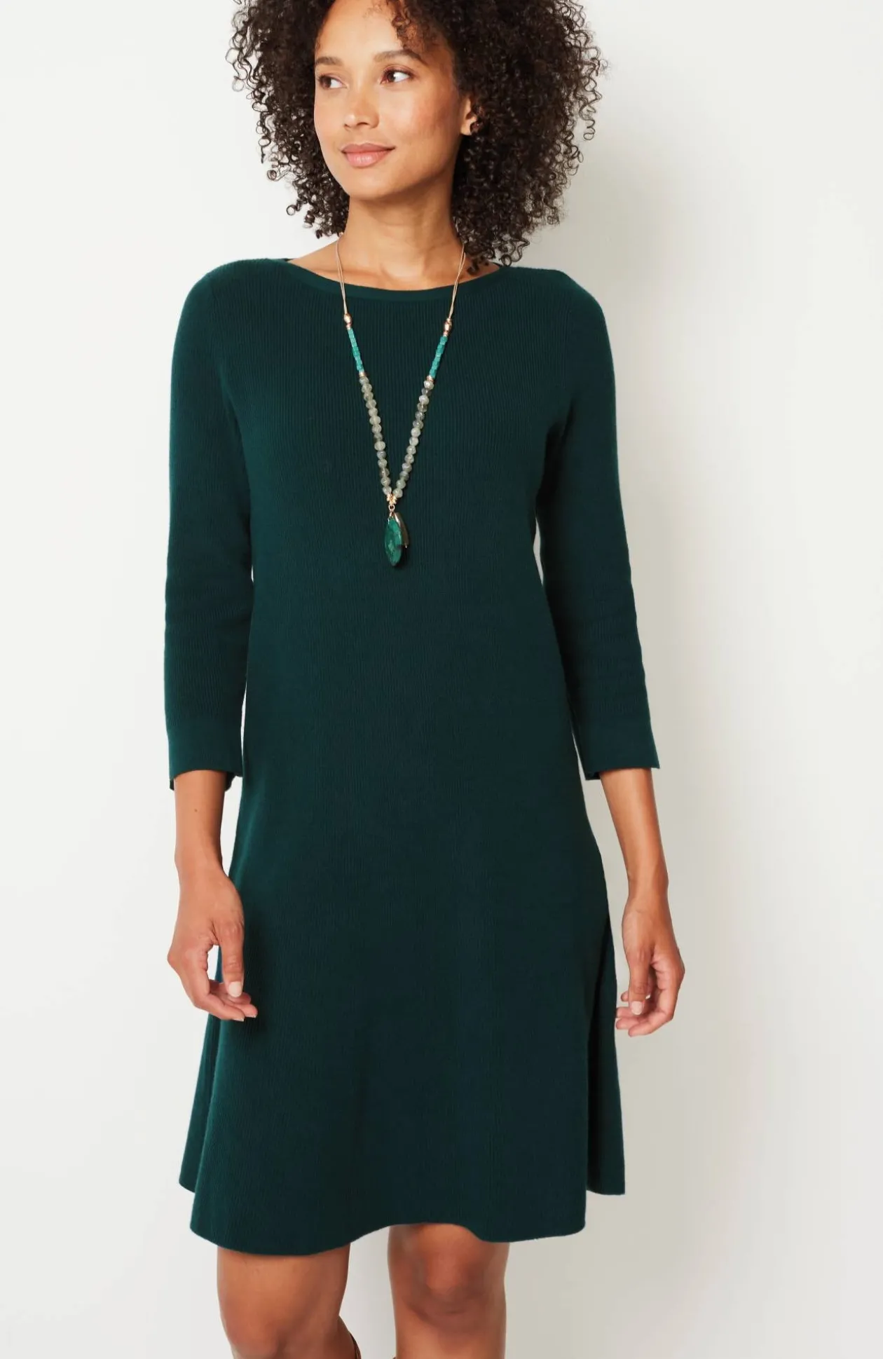 Flounced-Hem Sweater Dress