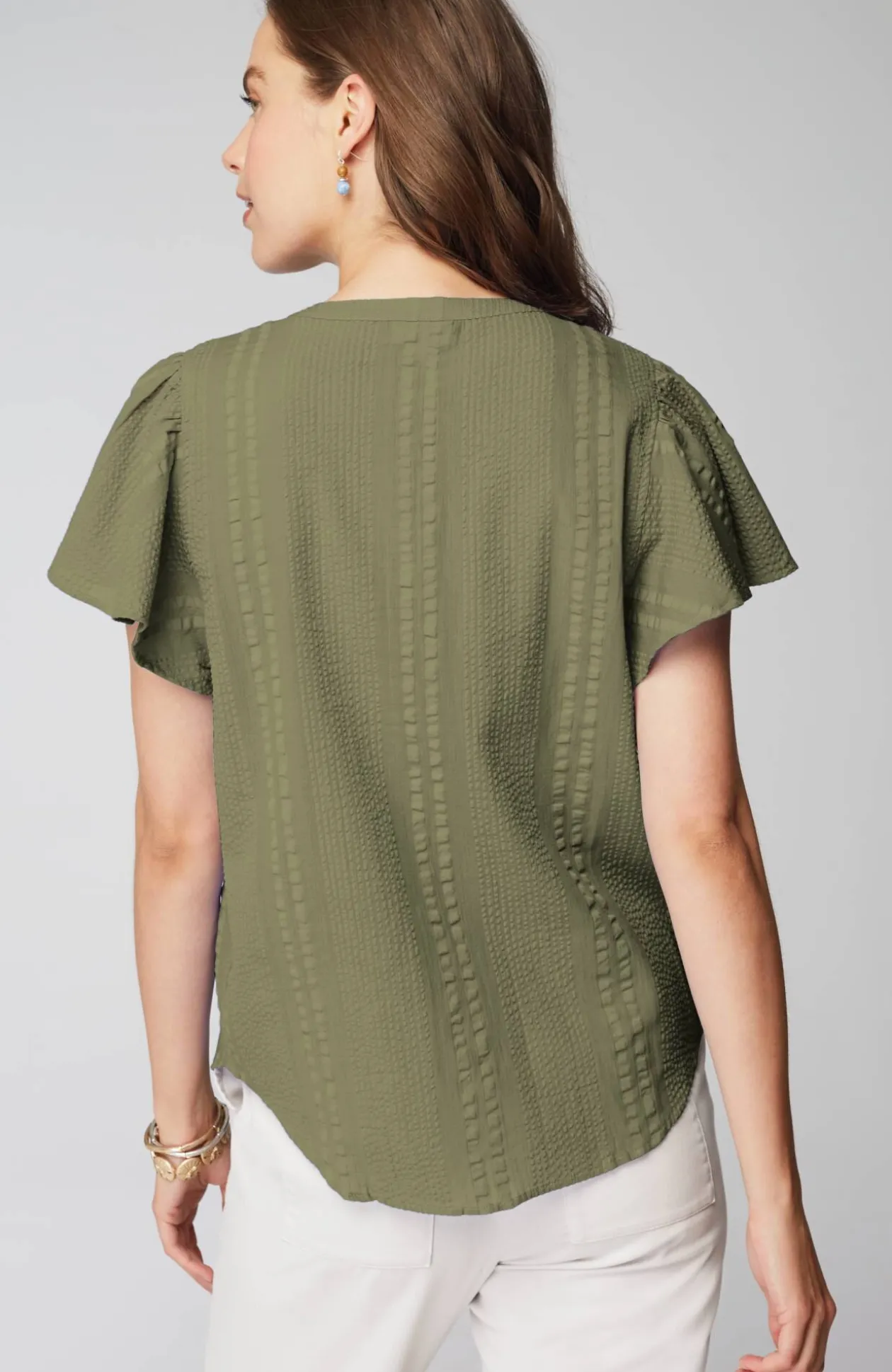 Geometrically Embroidered Textured Top