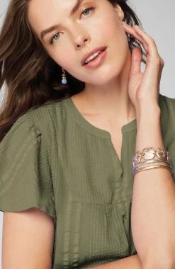 Geometrically Embroidered Textured Top