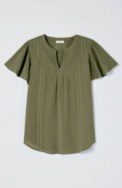 Geometrically Embroidered Textured Top