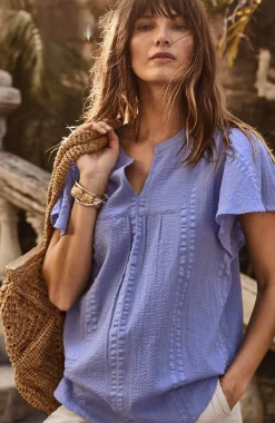 Geometrically Embroidered Textured Top