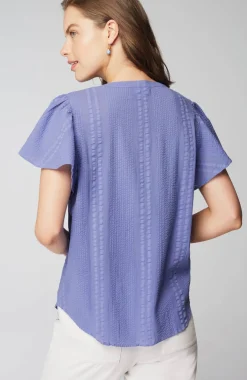 Geometrically Embroidered Textured Top