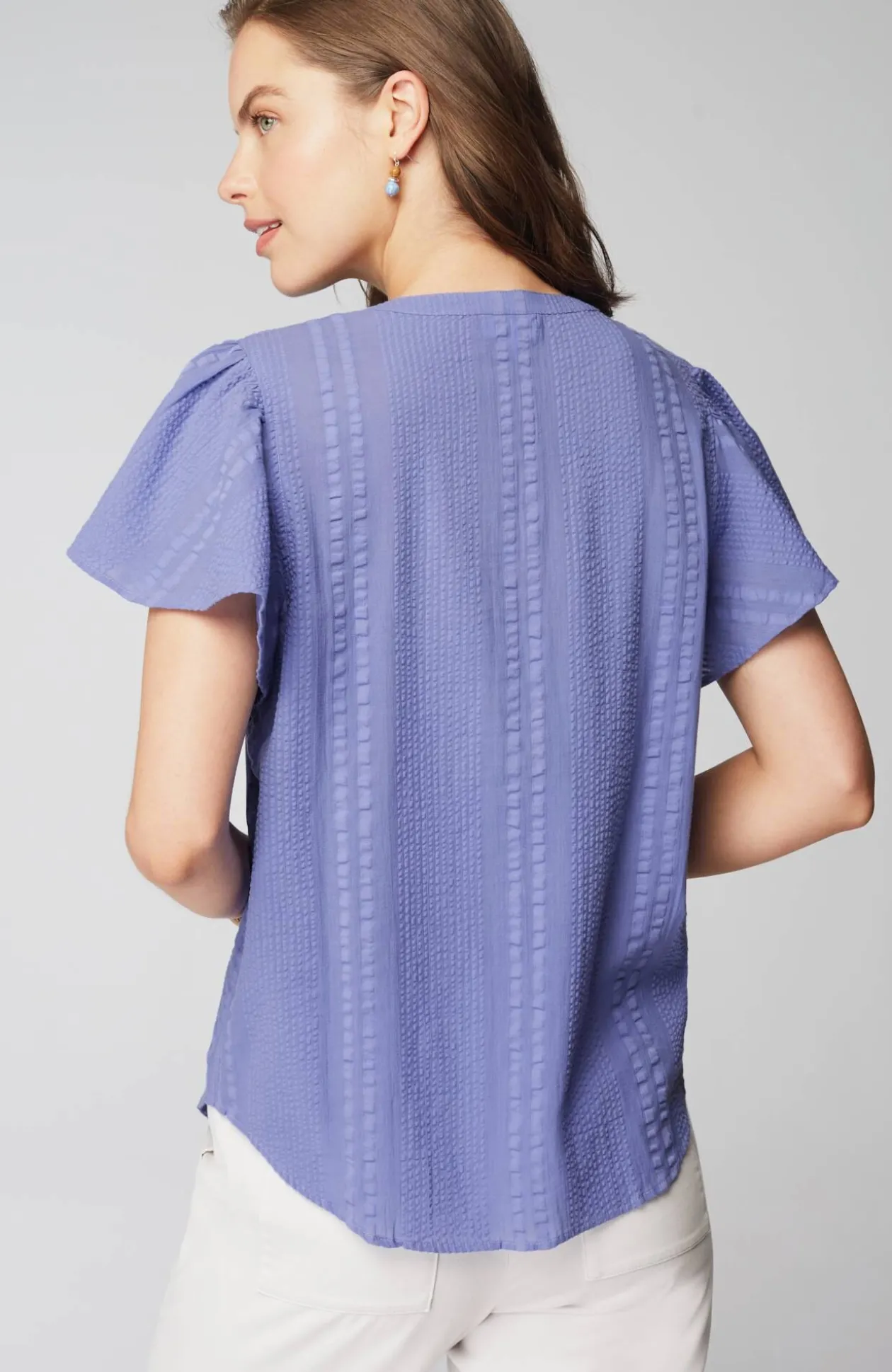 Geometrically Embroidered Textured Top