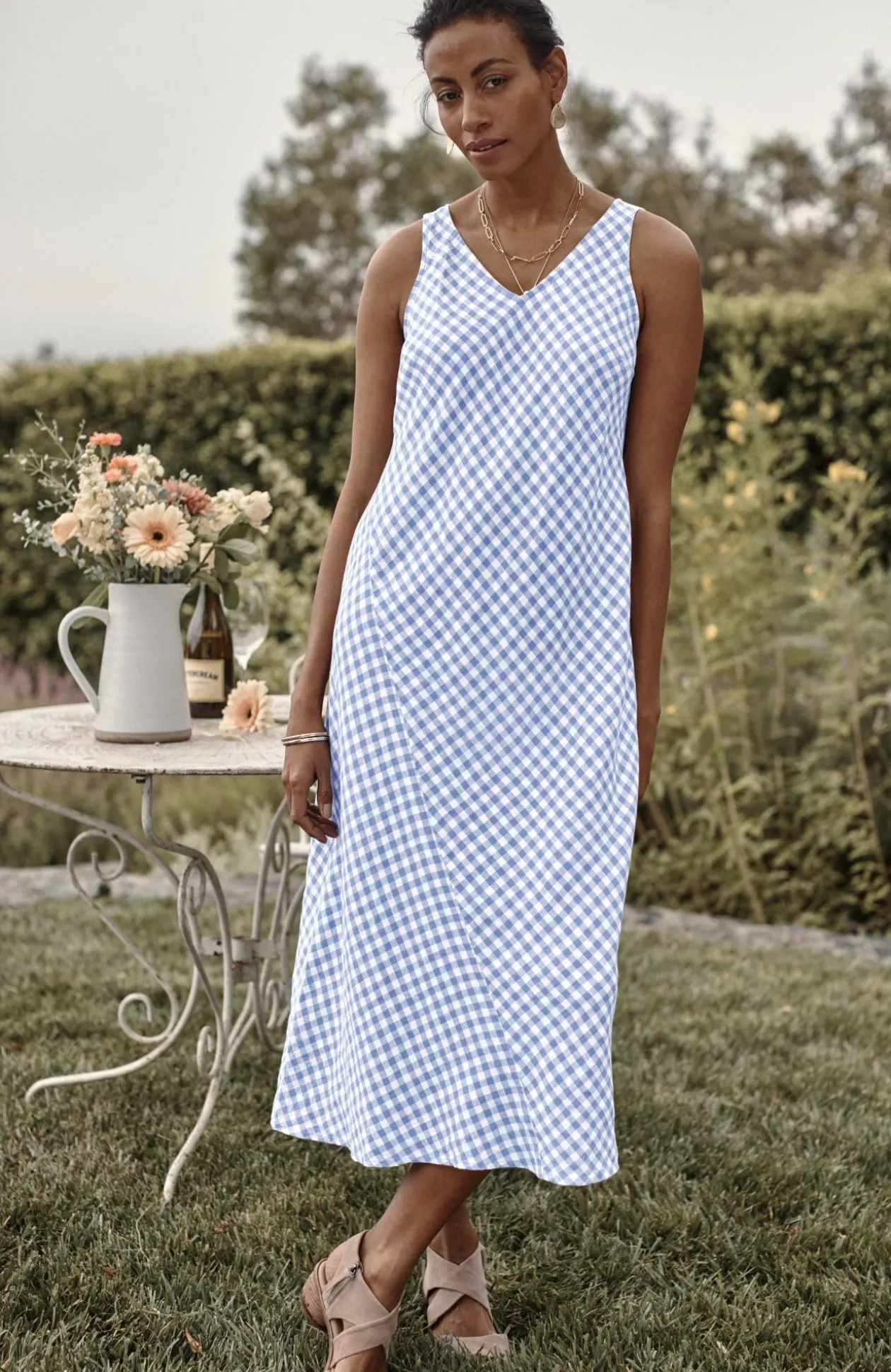 Gingham Midi Dress