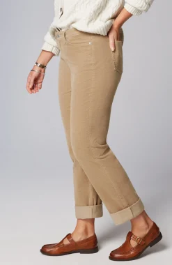 Heathered-Cord Relaxed Boyfriend Jeans