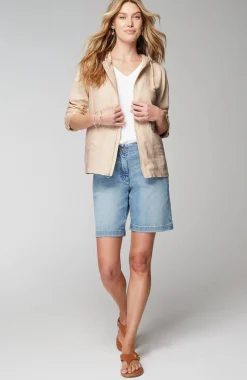 Hooded Tab-Sleeve Jacket
