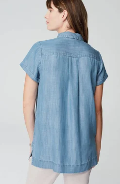 Indigo Button-Front A-Line Tunic
