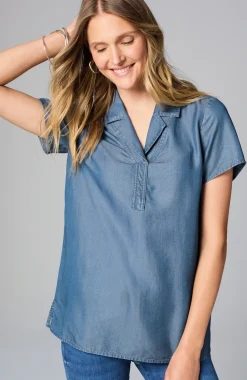 Indigo Collared Top
