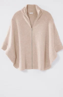 Jacquard-Knit Zip-Up Poncho