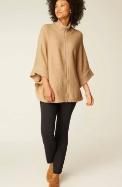 Jacquard-Knit Zip-Up Poncho