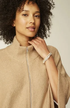 Jacquard-Knit Zip-Up Poncho
