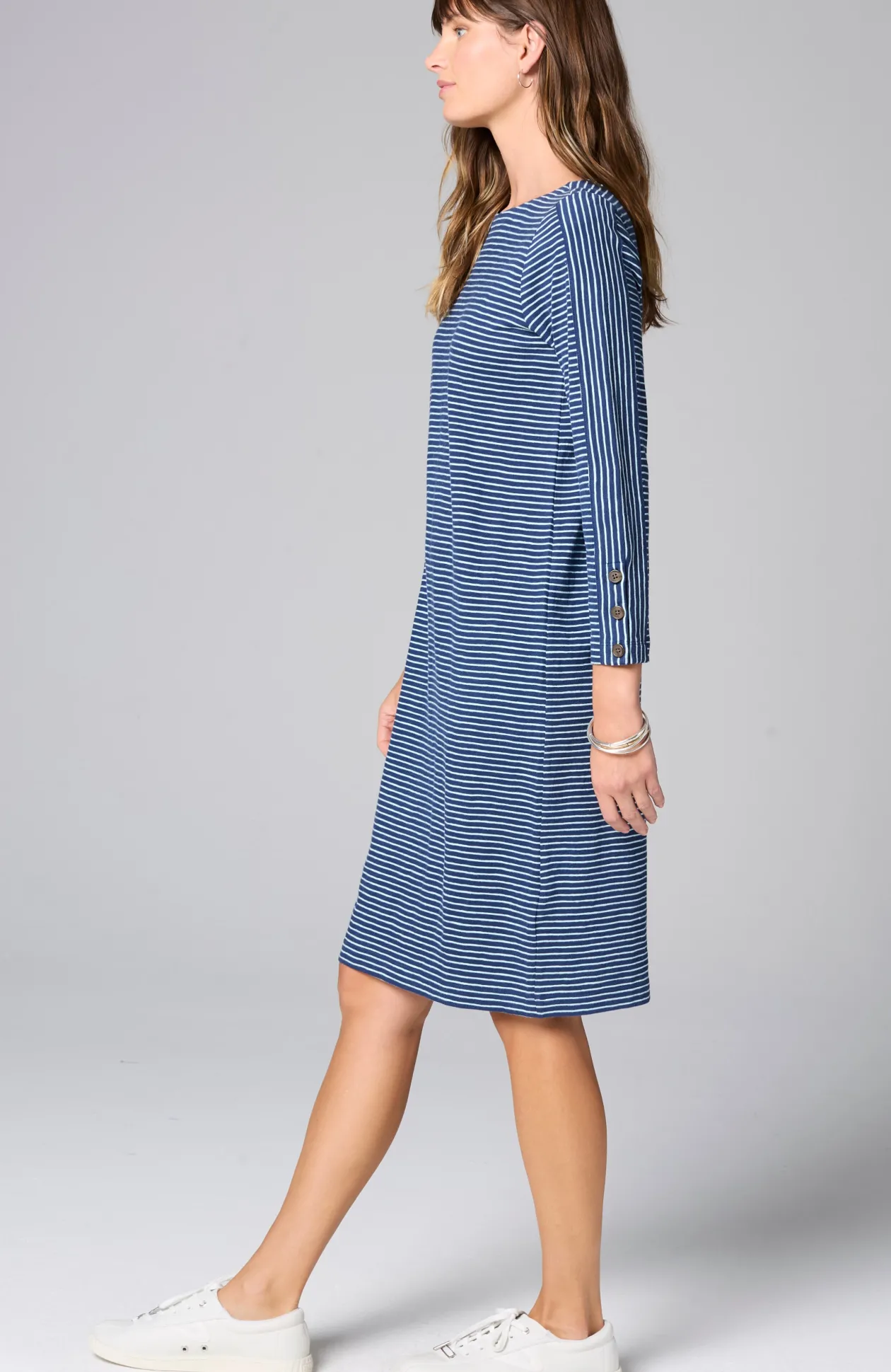 Knit Button-Cuff Dress