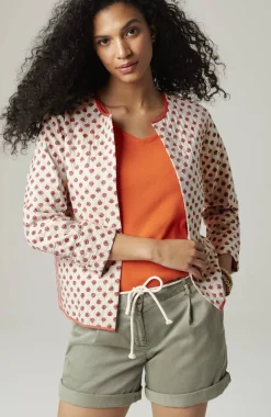 Lightweight Mixed-Print Quilted Jacket