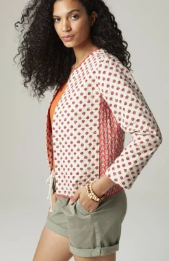Lightweight Mixed-Print Quilted Jacket