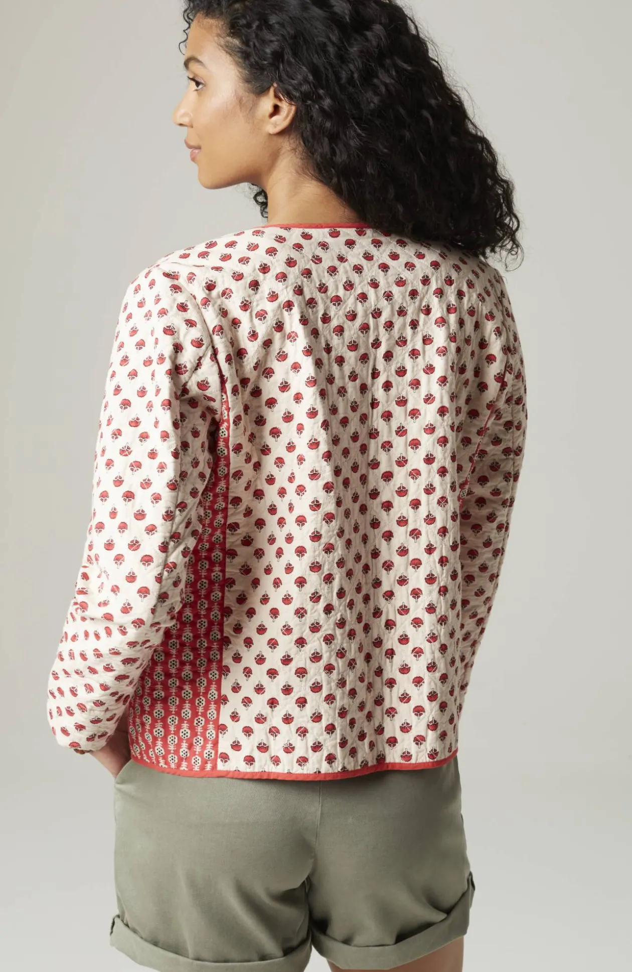 Lightweight Mixed-Print Quilted Jacket