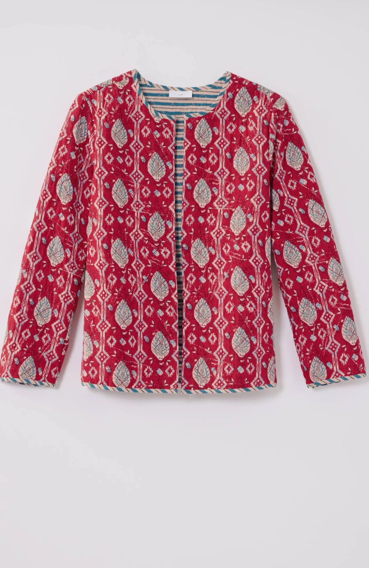 Lightweight Mixed-Print Quilted Jacket