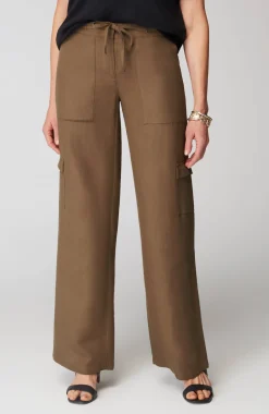 Linen & Rayon Wide-Leg Cargo Pants