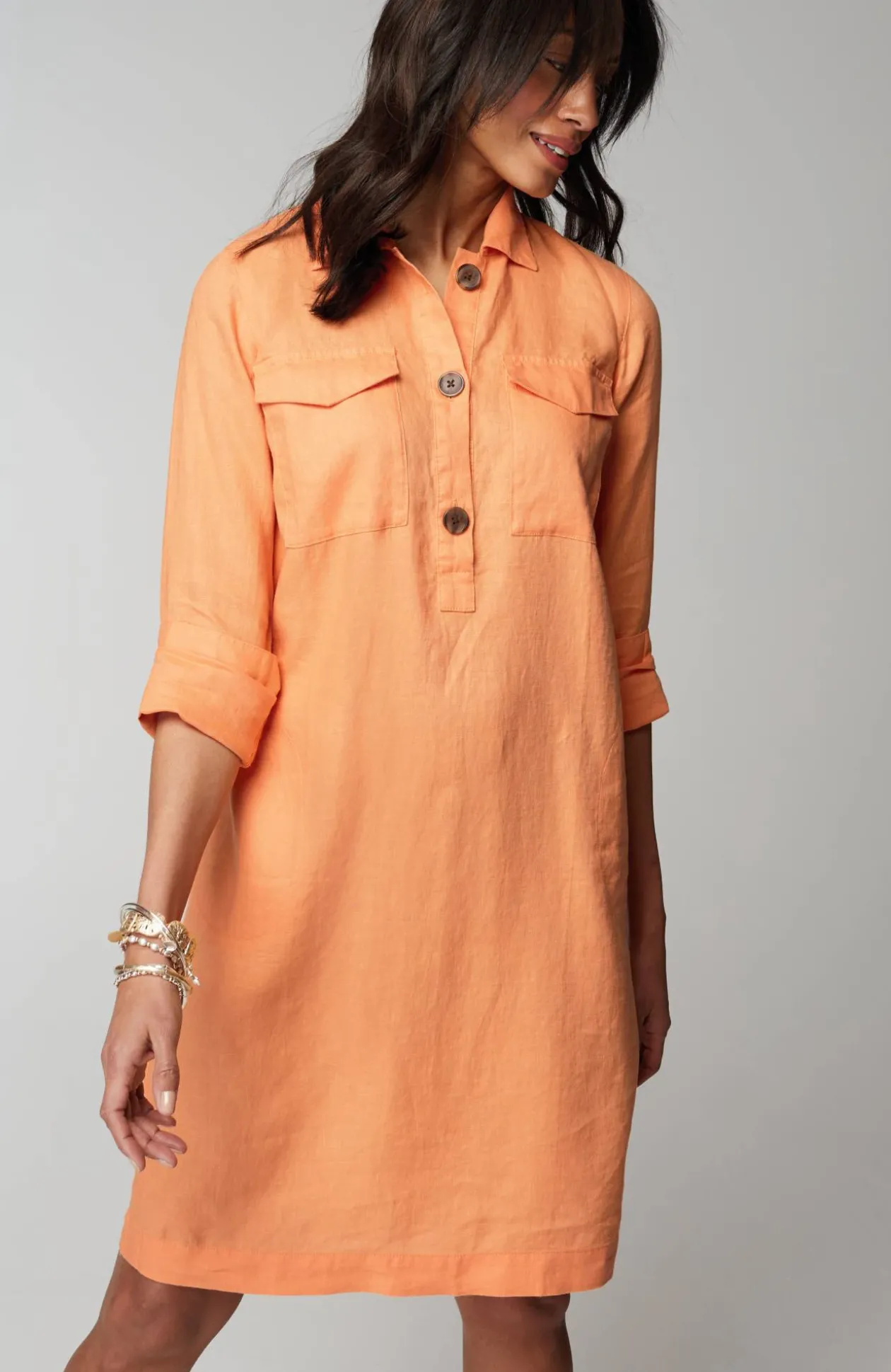 Linen Popover Shirtdress