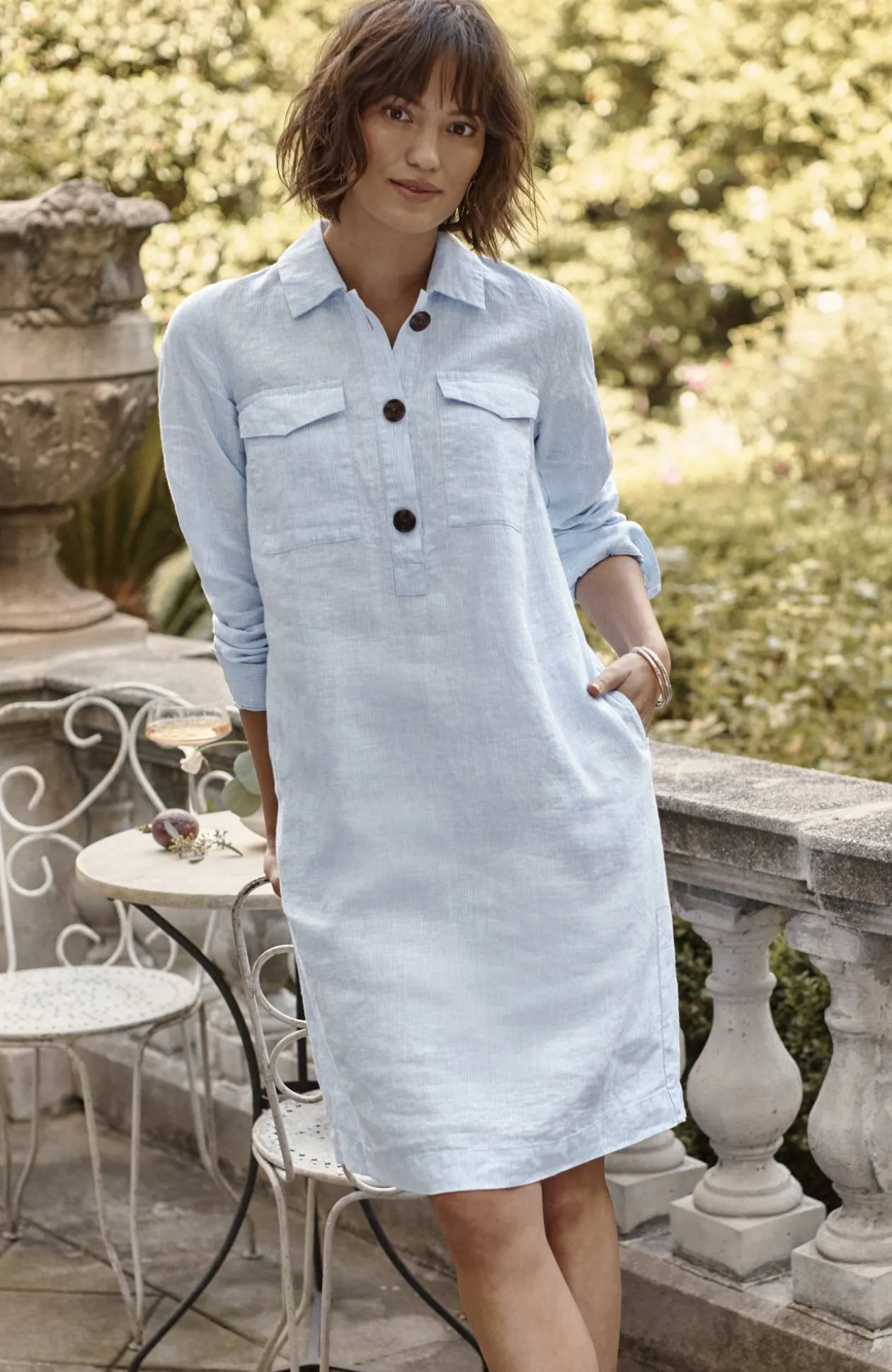 Linen Popover Shirtdress