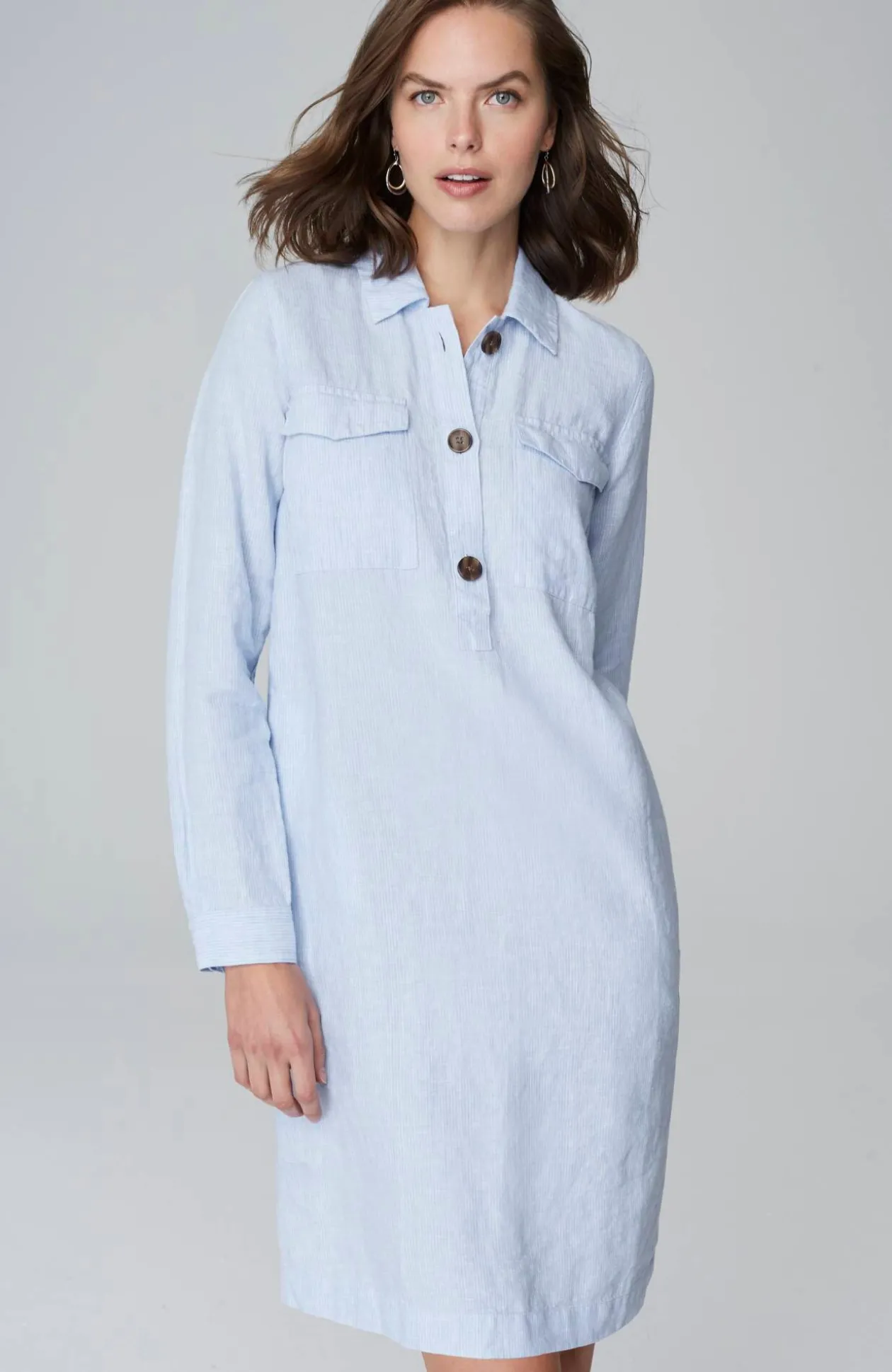 Linen Popover Shirtdress