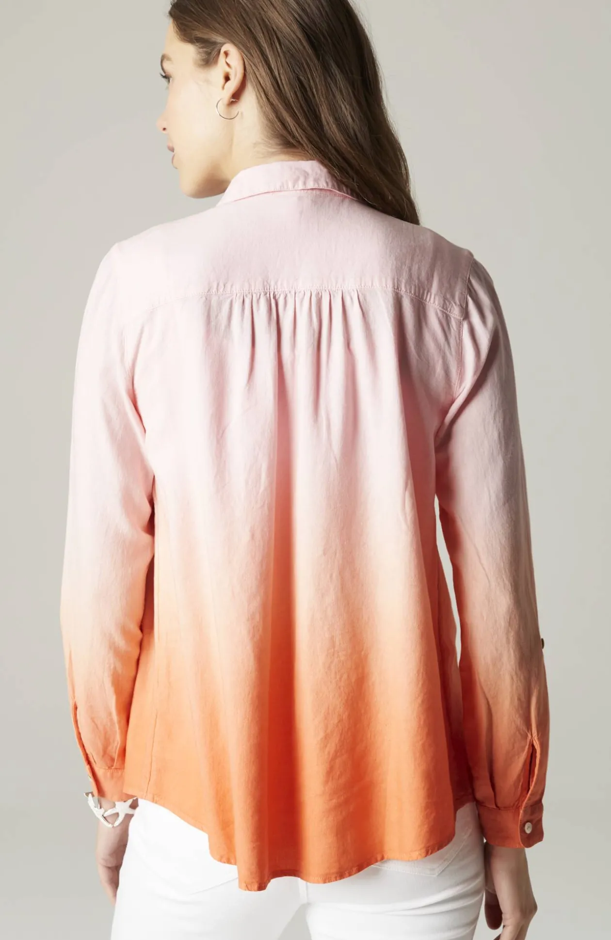 Linen Tab-Sleeve A-Line Shirt
