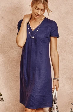 Linen V-Neck Dress