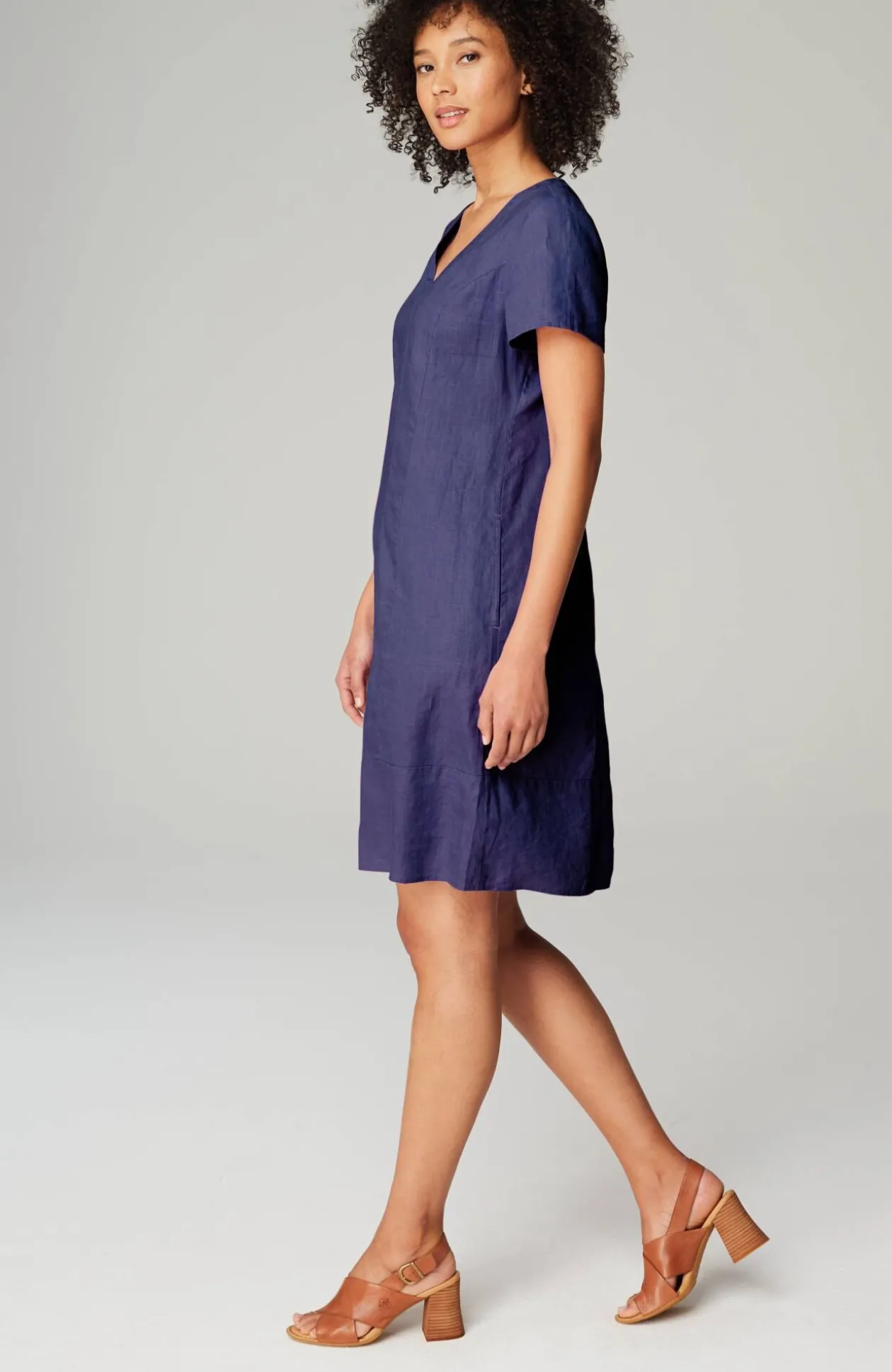 Linen V-Neck Dress