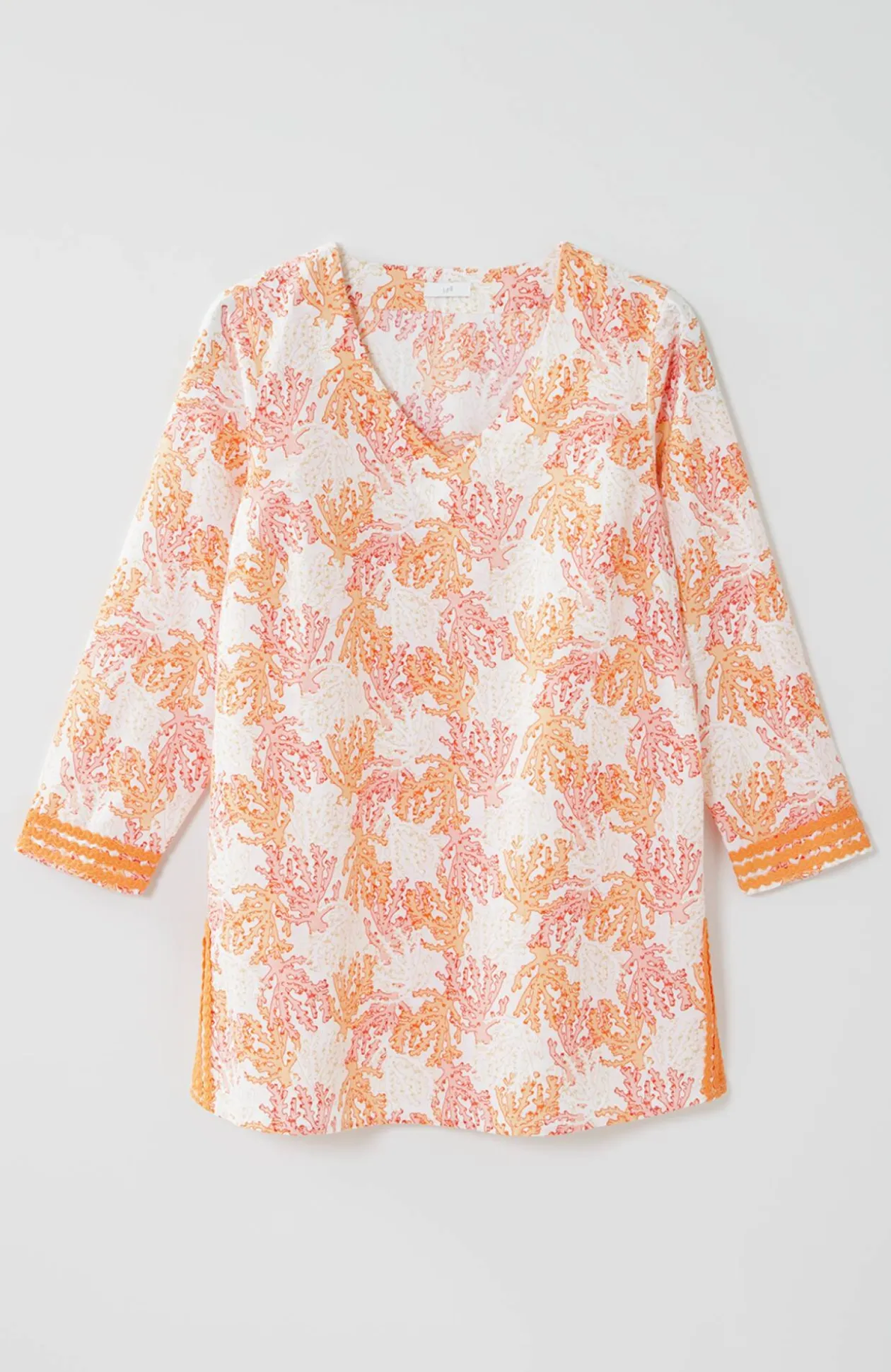 Linen-Blend Coral-Reef Tunic
