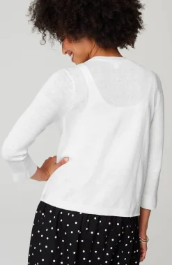 Linen-Blend Single-Button Cardi