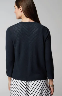 Linen-Blend Single-Button Cardi