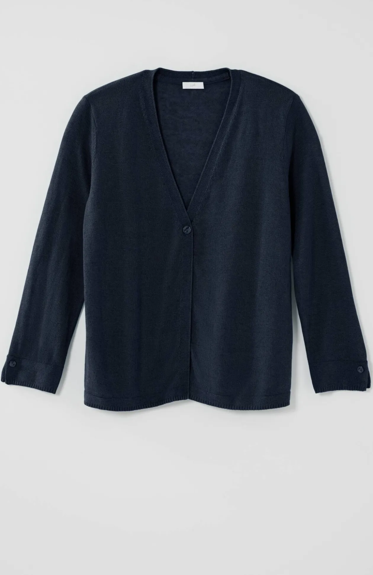 Linen-Blend Single-Button Cardi
