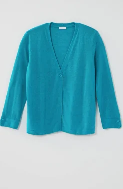 Linen-Blend Single-Button Cardi