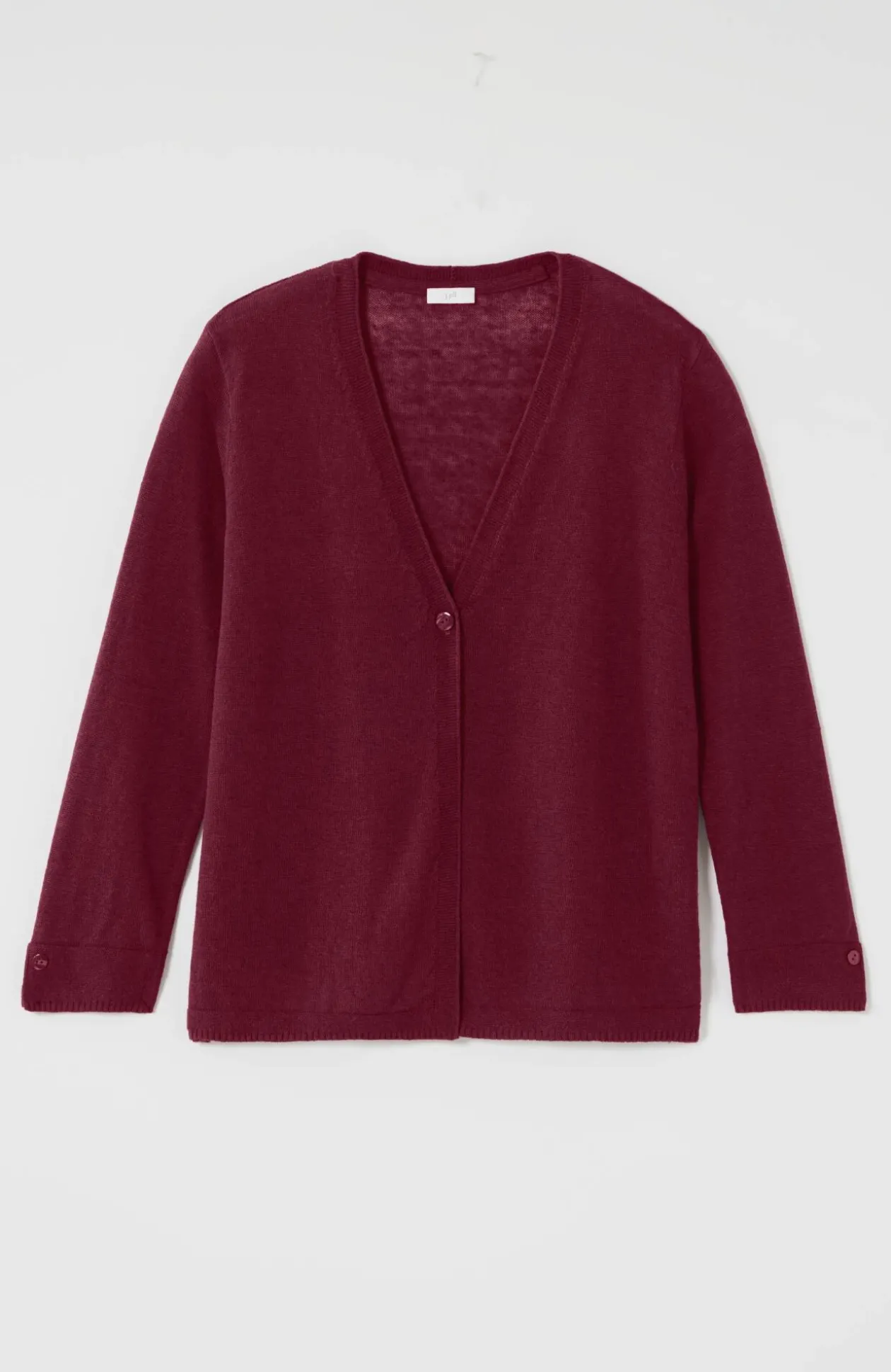 Linen-Blend Single-Button Cardi