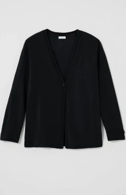 Linen-Blend Single-Button Cardi