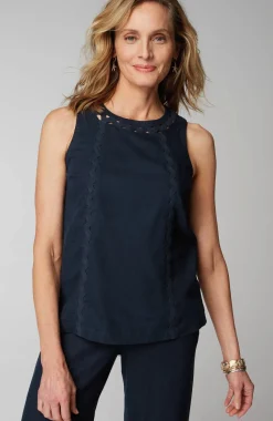 Linen-Blend Sleeveless Top