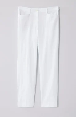 Linen-Stretch Straight-Leg Crops
