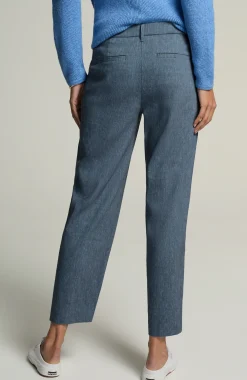 Linen-Stretch Straight-Leg Crops