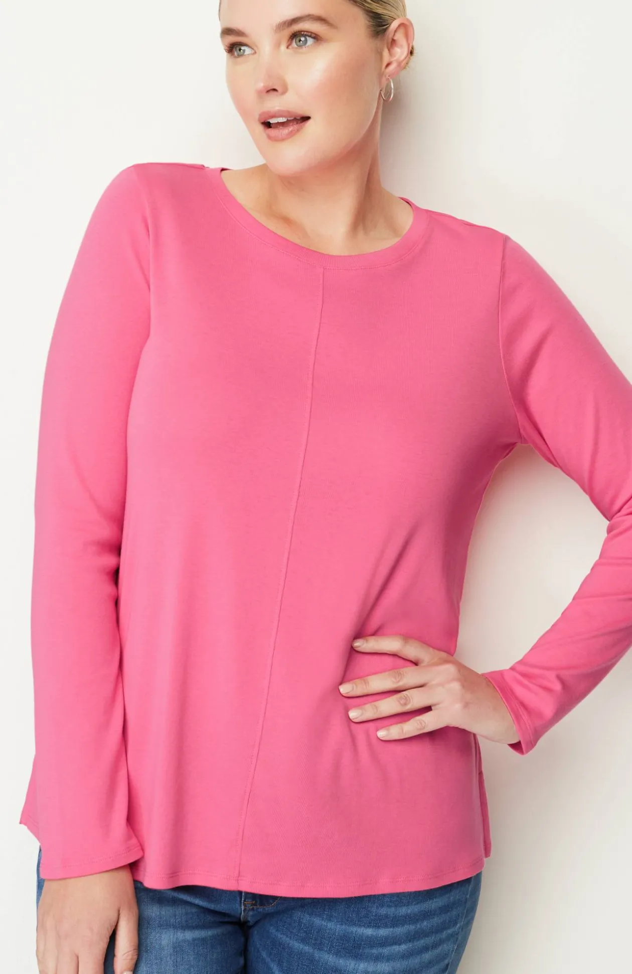 Long-Sleeve Pima Crew-Neck Tee
