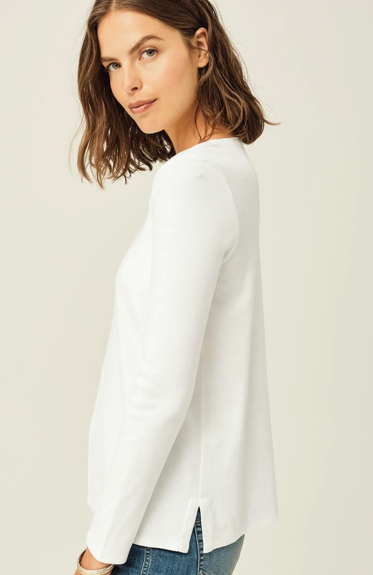 Long-Sleeve Pima Crew-Neck Tee