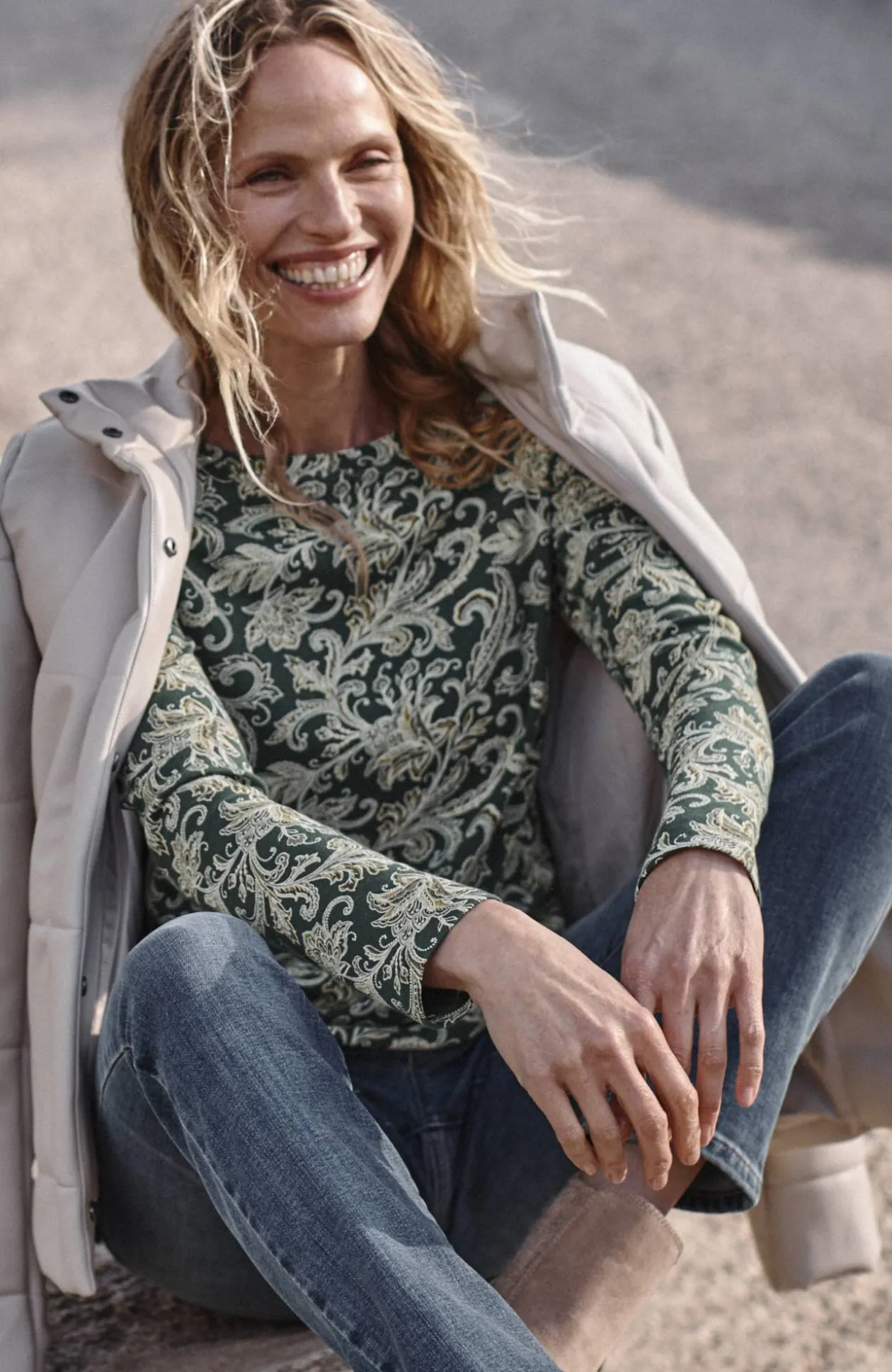 Long-Sleeve Pima Crew-Neck Tee