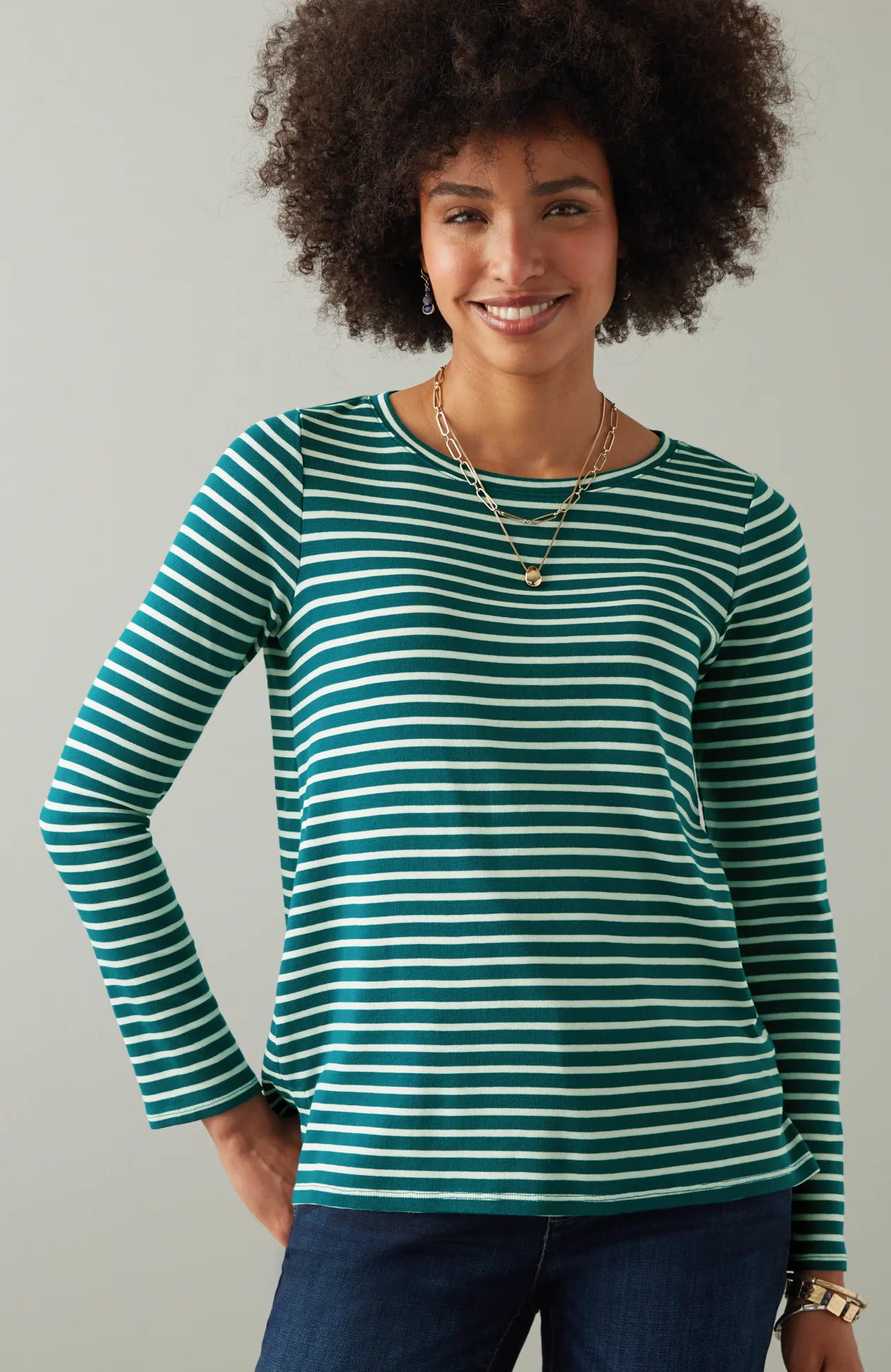 Long-Sleeve Pima Crew-Neck Tee