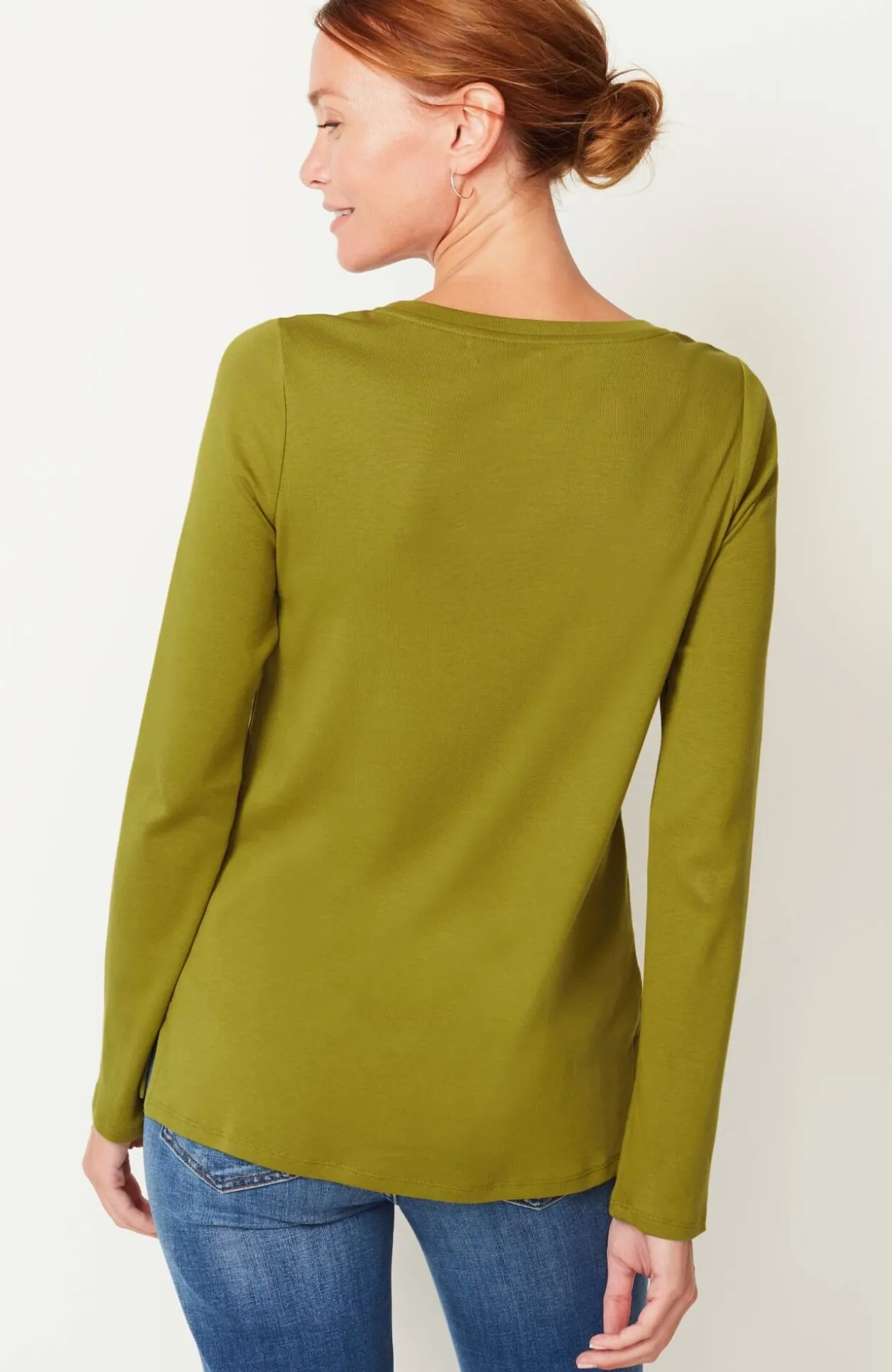 Long-Sleeve Pima Crew-Neck Tee