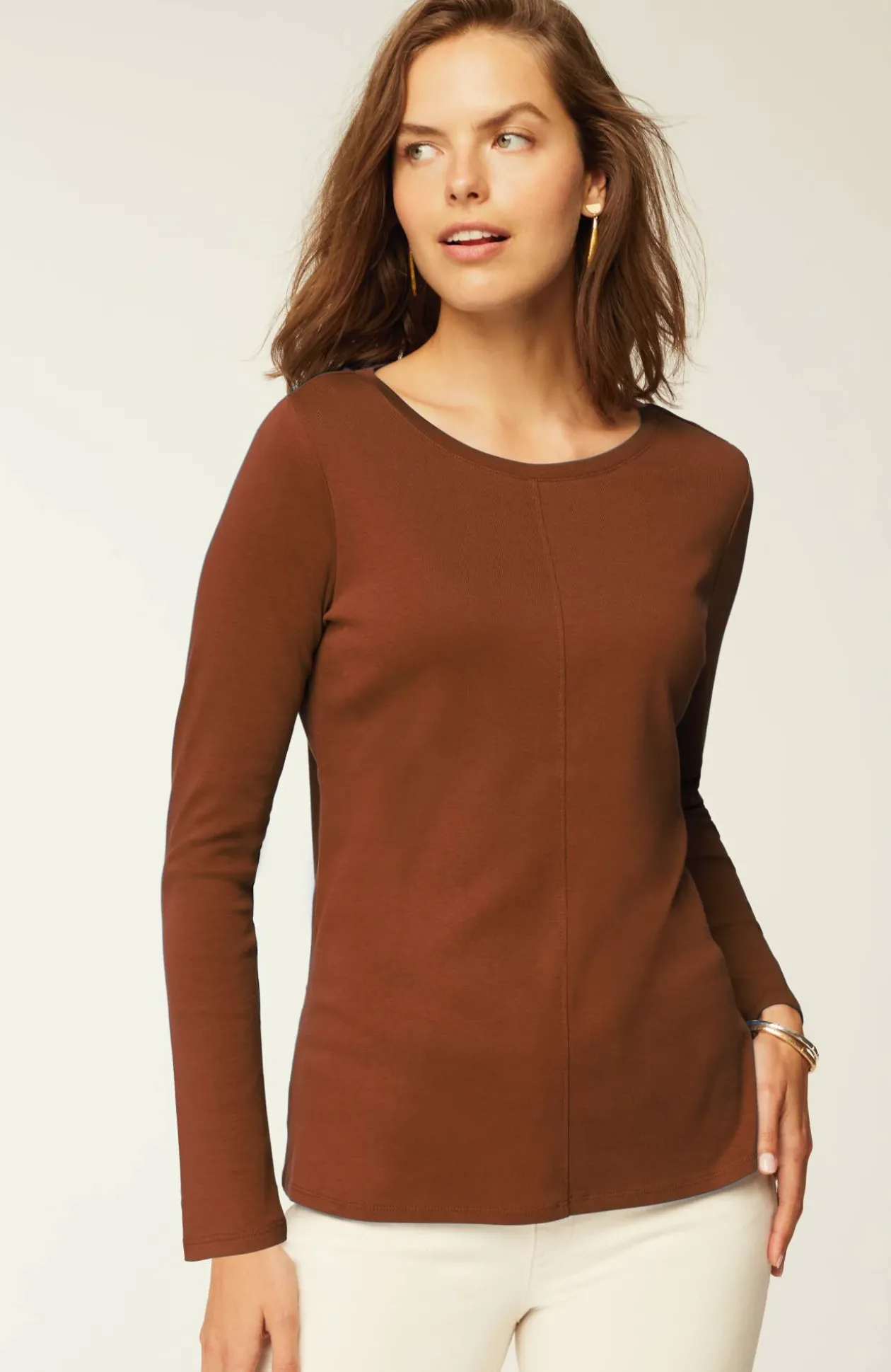 Long-Sleeve Pima Crew-Neck Tee