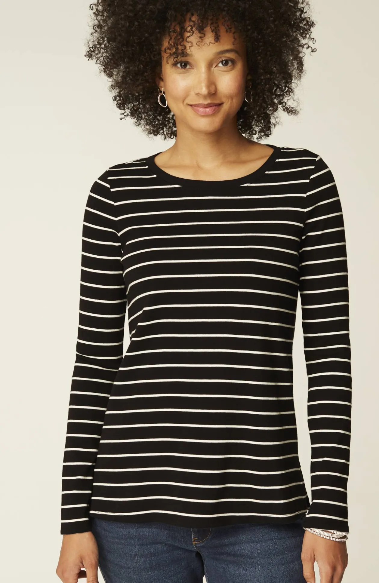 Long-Sleeve Pima Crew-Neck Tee